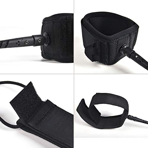 Neolife 7' Coiled Surfboard Leash Ankle Cuff Safety SUP Leash for Inflatable Paddle Board Snowboard Legrope Black - Thumbnail 2