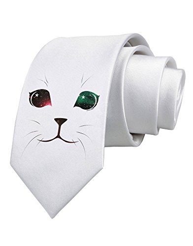 TooLoud Adorable Space Cat Printed White Neck Tie