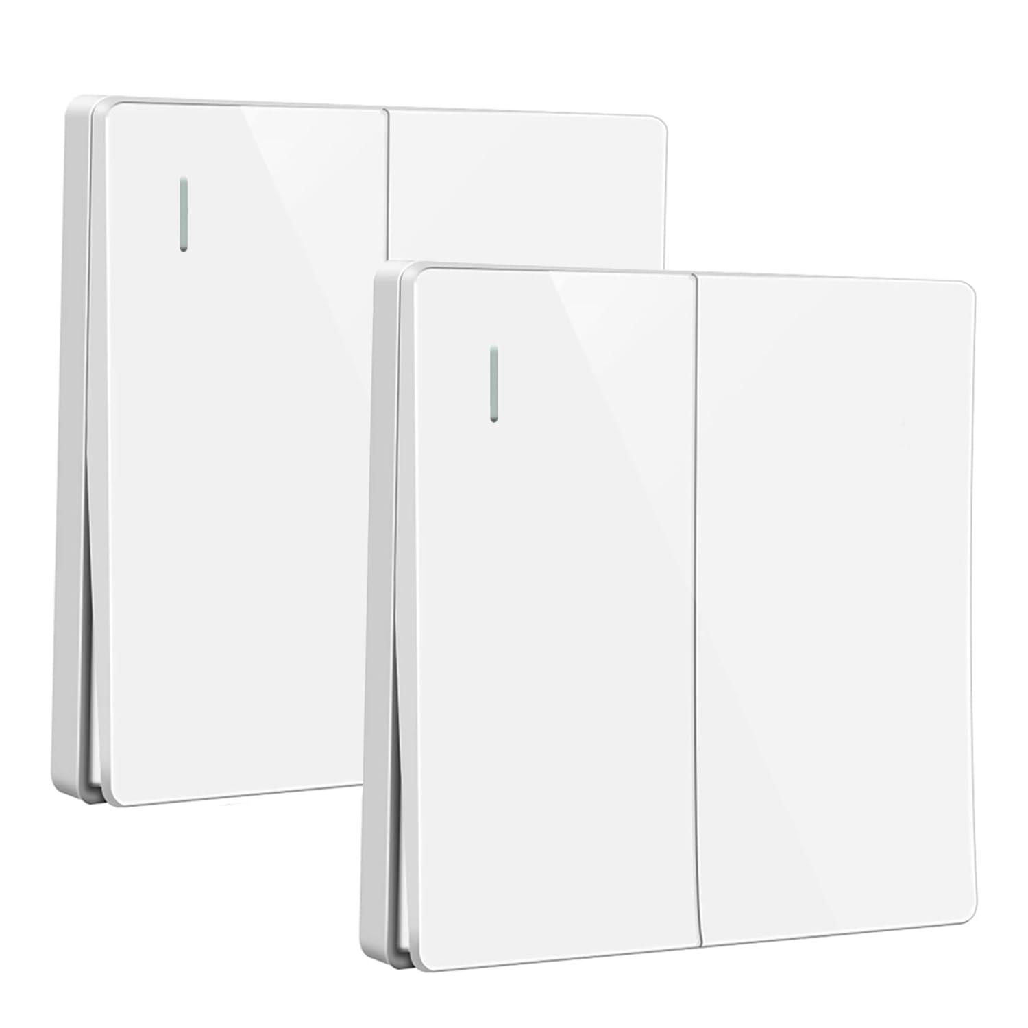 ZFQ 2 Pack Big Rocker Button Switch White Wall Panel Electrical Double Light Switch, 2 Gang 2 Way, 10A 250V