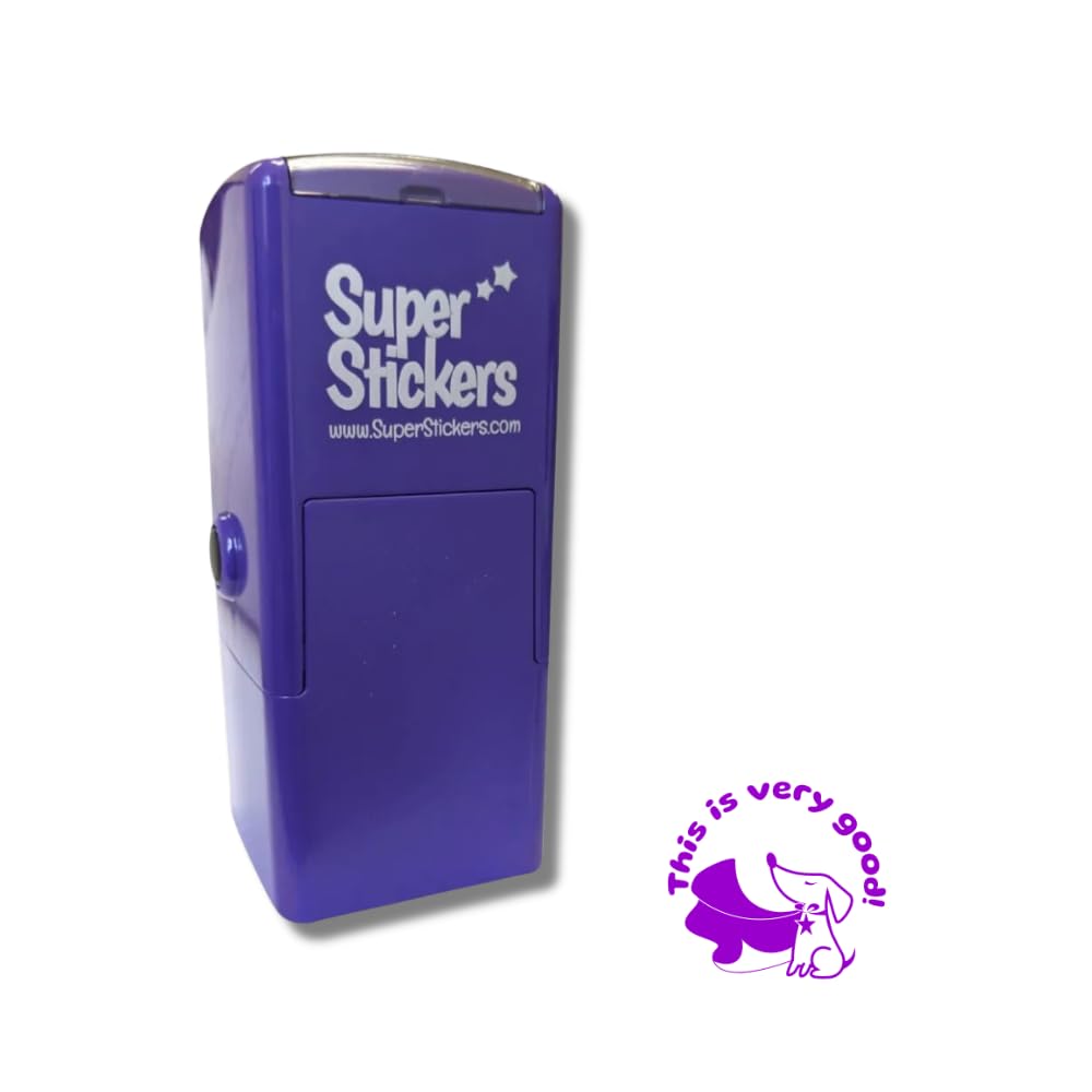 Superstickers Teacher Stamp - This is Very Good Dog Design - Violet Ink - Self Inking Education Stamper for Marking - 23 x 23mm