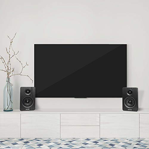 Sanyun SW208 3" Active Bookshelf Speakers - 2.0 Powered Computer PC Monitor Speakers - 3 Inch Carbon Fiber Speaker Unit - 3.5mm Audio Input - Wood Grain (Pair)