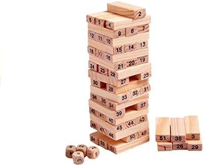 SHY SHY|Tumbling Tower|Wooden Building Block|Best Wooden Game for All Age Groups|Fun Game,Party Game (Beige, Large)