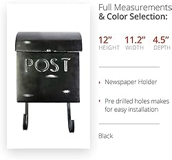 NACH Rustic Black Mailbox with Newspaper
