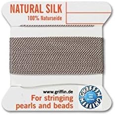 Griffin Natural Silk Thread for stringing Pearls and Beads Size #4 Grey