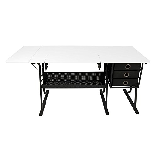 Studio Designs Eclipse Hobby Sewing Arts & Crafts Center Table, Black & White (2 Pack) - Thumbnail 6