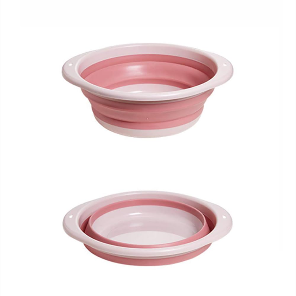 HUIBOHOU Folding Hand Wash Basin Multi-Functional Collapsible Washing Up Bowl Portable Washbasin Outdoor Travel Water Storage Basin (Pink, Mini)