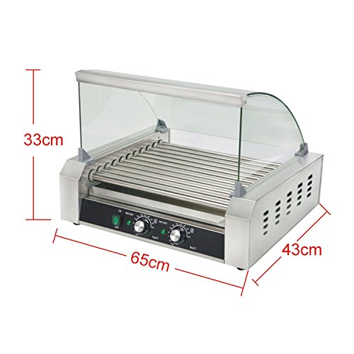 Commercial Electric 30 Hot dog Roller Grilling Machine(11 Rollers) Stainless Steel Hotdog Grilling Machine Sausage Cooker Warmer Roller Machine - Thumbnail 6