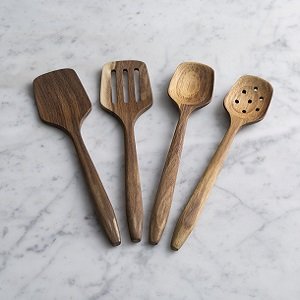 Typhoon Modern Kitchen Slotted Spoon, Durable Acacia Wood Utensil, Won't Scratch Non-stick Cookware, Classic Design Goes from Cooking to Serving