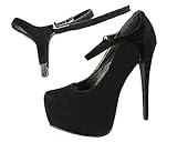 Eliza May Detachable Shoe Straps - to Hold Loose high Heeled Shoes, Wedges and Flats (Black Suede Classic)