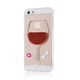 3D Liquid Case for iPhone 5/5s/SE, Turpro Creative Funny 3D Flowing Liquid Red Lip Red Wine Glass High Heels Crystal Clear Case Cover for iPhone 5,iPhone 5s, iPhone SE (Red Wine)