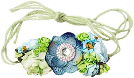 Mini Floral Headband Bohemian Style Formal Head Wear Garland One Size Fits All - Rainforest - 4 x 2 Inches