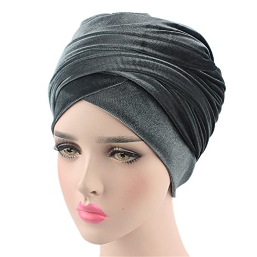 Turban hat headband head wrap - grey magic velvet turba…