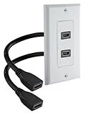 iMBAPrice - HDMI Pigtail Wall Plate Built-in Flexible Hi-Speed HDMI Cable with Ethernet Dual Port (2 Port) White