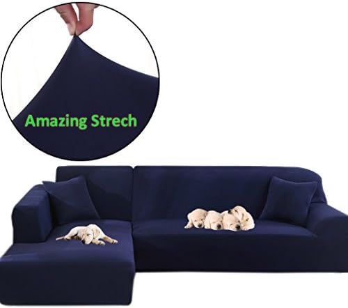 Taiyucover Stretch L-Shaped Sofa Slipcover;2PCS Sectional Sofa Cover; Furniture Protectors for Living Room L-Shape Couch (Blue, L-Shaped(2 Seater+2 Seater))