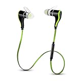 New Version 2015 Newest Bluetooth 4.0 Wireless Stereo Headphones with Noise Cancellation Sports Earphones Earbuds, Support Say YES or NO and Function, 5 Languages Voice Prompt Headsets with Voice Control . (Green)