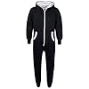 A2Z 4 Kids® Kinderen Unisex Meisjes Jongens Plain Kleur Vlies – Plain Onesie Black With White Trimming 13