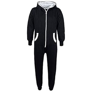 A2Z 4 Kids® Kinderen Unisex Meisjes Jongens Plain Kleur Vlies – Plain Onesie Black With White Trimming 13
