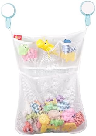 HODECOR Bath Toy Organizer Bathtub Organizer for Bath with 2 Super Strong Suction Cups (Multiple Pockets)