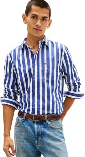 Camisa Hombre Poplin Bold Stripe Regular Fit, Azul (Bold Blue/Stripe), L