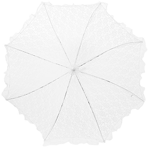Firefly Imports Homeford White Lace Parasol Umbrella for Bride, 34-Inch - Thumbnail 2