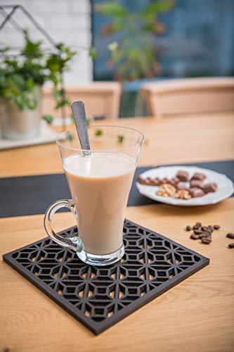 Q's INN Black Decorative Trivet For Hot Dishes| Hot Pot Holders | Teapot Trivet. Comparable to Cast Iron Trivets Our Kitchen Tool is Heat Resistant to 440°F, Non-slip, durable, flexible and has 2 pcs. - Thumbnail 6