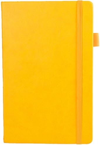 ROF Journal Plain/Blank Hardcover Notebook,Quality Paper A5 Size:5.3''×8.3'' 80gsm 240Pages Lay-Flat Pages Yellow Notepad Sketchbook,Cool Inner Pocket Design and Pen Holder