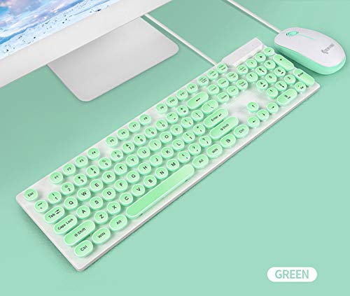 COM1950s 104 Keys Gaming Keyboard 1 Set Anti-Splash Wired Mult Punk Gaming Keyboard Mouse Office for PC Computer (Green)