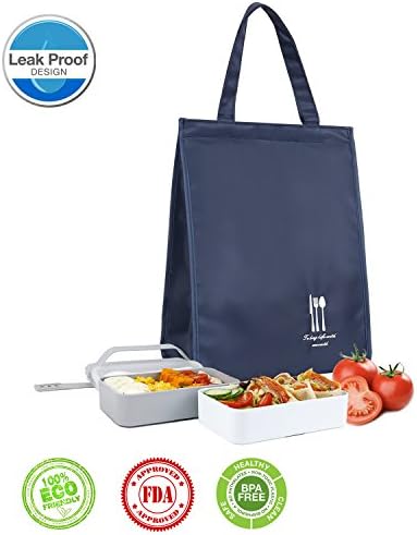 Insulated Lunch Bag Large Capacity Reusable Large Waterproof Cooler Tote Bag With Velcro Closure for Men,Women,Children,Work,Travel,Picnic (Navy Blue)