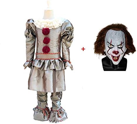 WSCOLL Children 2019 Stephen King IT 2 It: Chapter Two Pennywise Cosplay Costume Outfit Clown Suit for Kids Halloween Carnival Party L Kids