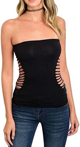 Womens Black Tube Top Sexy Cocktail Party Nightclub Blouse Hourglass Shape (XXS-Med)