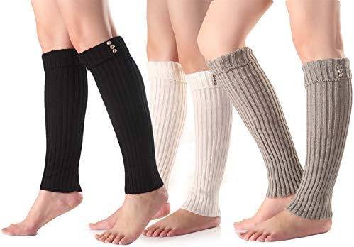 Women Winter Warm Crochet Knitted Boot Cuff Sock Short Leg Warmer 3 Pairs