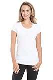 Rekucci Women's Perfectly Soft Basic Fitted Short Sleeve Scoop Neck Top (Medium,White)