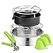 6 PACKS Accessories Compatible with Instant Pot 6, 8Qt Steamer Basket Steamer Base Springform Pan Egg Steamer Rack Silicone Oven Mitts Plate Dish Clip for Pressure Cooker Cooking Pot Steamer Pot Pan