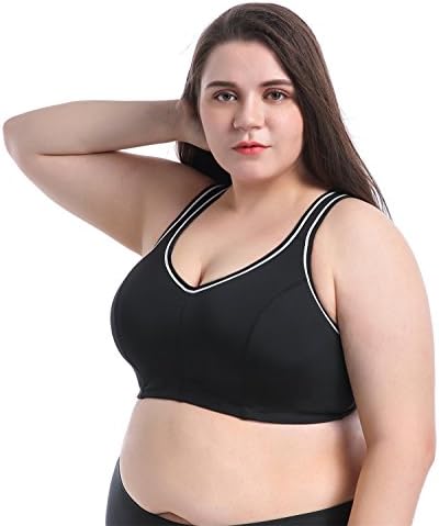 Ciko Sports Bra Plus Size Large Busts No Padding Full Support High Impact Non-Wired For Woman Girls (Black, 40DD)
