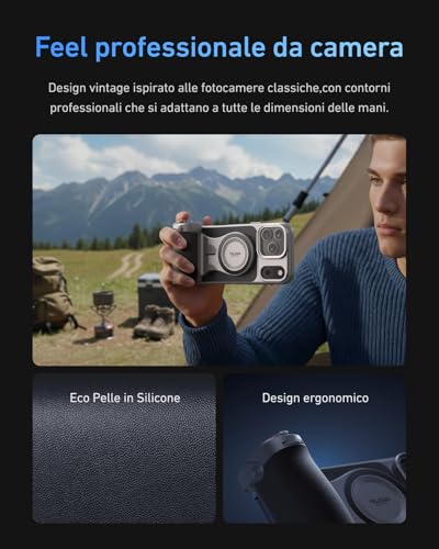TELESIN Master Grip Kit, Magnetic Grip for MagSafe/iPhone/Android, Built-in 3200mAh Battery, Wireless Charging, DSLR Style Grip for Photo/Video, Kit with Case for iPhone 17 Pro