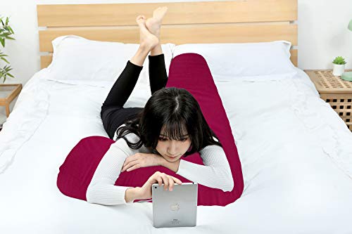 AngQi Pregnancy Body Pillow with Jersey Cover, L Shaped Full Body Pillow for Pregnant Women - Thumbnail 4