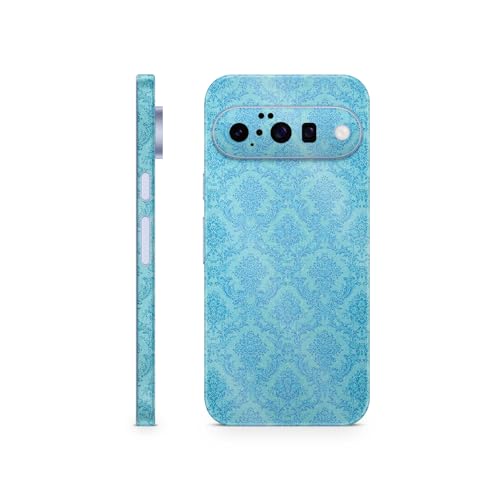 Glossy Glitter Phone Skin Compatible with Google Pixel 10 - Blue Vintage - Prem…