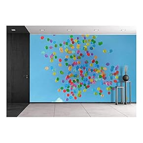 Floating Balloons in The Air - Removable Wall Mural | Self-Adhesive Large Wallpaper - 66x96 inches