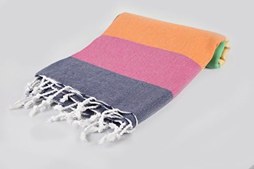 My Hammam 100% Cotton Pestemal Turkish Bath Towel, 37" x 70" (Rainbow)