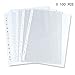 AUCH 100 Sheets Clear Non Glare Loose Leaf A4 Paper File Letter Sheet Protectors, 11 Hole Fits for 2, 3, 4, and 11 Ring Binders (0.03mm)