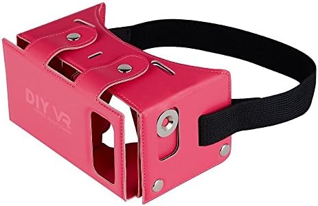 Daisen tech 2016 Best New Waterproof PU leather DIY 3D VR Box Google Virtual Reality Headset Glasses Cardboard Movie Game for Smartphones with Headband (Pink)