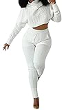Chuanqi Women's Plus Size Turtleneck Outfits Sets Winter Crop Tops and Long Pants