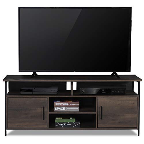 Sekey Home 58" Entertainment Center Wood Media TV Stand | Storage Console, Smoky Oak