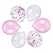 30 Pieces 12 Inches Pink Confetti Balloons Latex Balloons for Girl Baby Shower Wedding Birthday Party Decoration