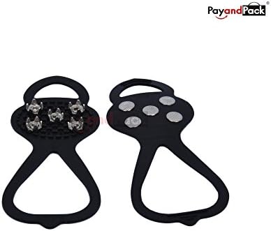 Anti-Slip Ice Cleats Shoe Boot Tread Grips Traction Crampon Chain Spike Sharp Snow Walking Walker (Black, S)