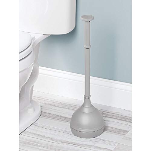 mDesign Plastic Bathroom Toilet Bowl Plunger Set with Lift & Lock Cover, Compact Discreet