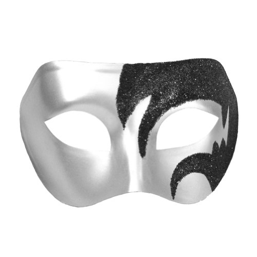 Mystic Black Glitter and Silver Venetian Masquerade Mask ~ Mardi Gras Prom Party (STC12918), Online Clothing Store