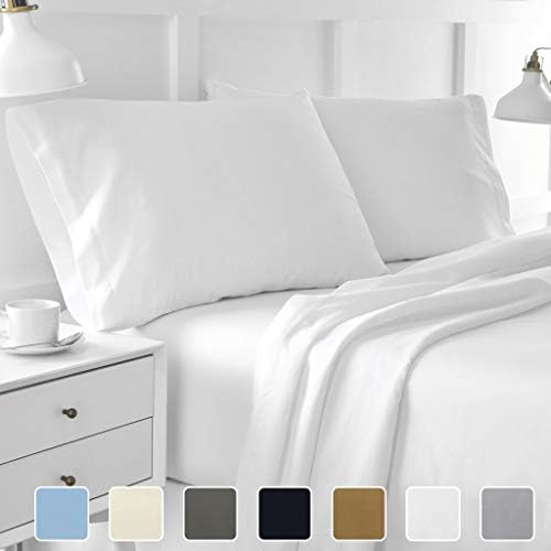 4-Piece Hotel Luxury Bed Sheets - Premium Collection 1800 Series Ultra-Soft Brushed Microfiber Sheet Set - Hypoallergenic - Wrinkle Resistant - Deep Pocket fits upto 16" (Queen, White)