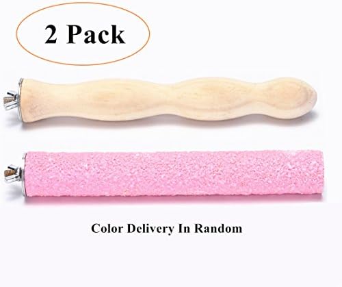 DETOP Bird Cage Perch Parrot Natural Hardwood Branches &amp; Rough-surfaced Perches Perches for Large Size Parrots,2 Pack of L7.9 inch (L)