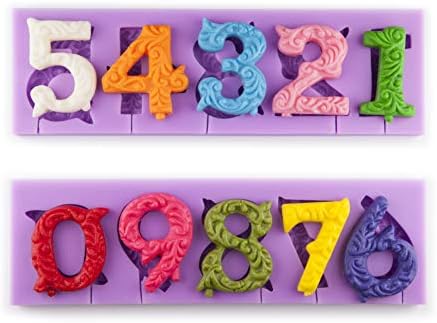 Tasty Molds 3D Numbers Cake Silicone Fondant Mold 0 to 9 with Lollipop Hole High Definition Quality Cupcake Topper Chocolate Decoration Birthday Party Tool for Sugarcraft, Soap, Candle, Crafting